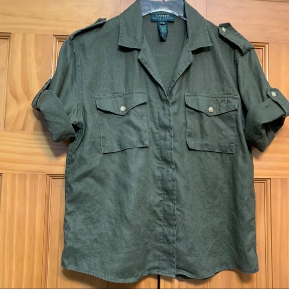 Lauren Ralph Lauren Tops - Lauren Ralph Lauren Linen Army Green Size Petite Small Top